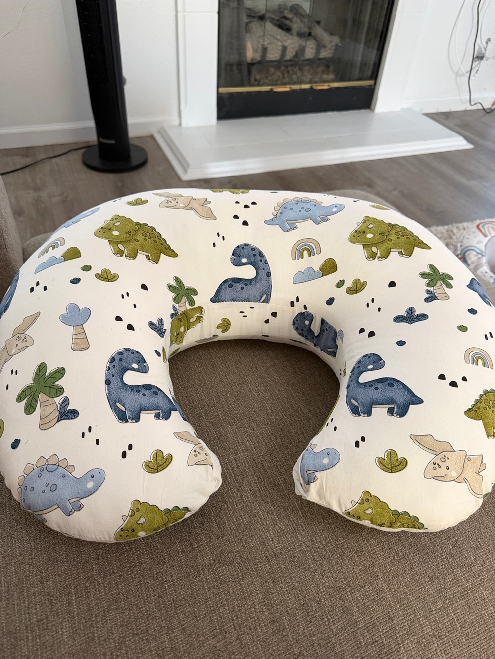 Dinosaur Print Nursing Pillow - Blue & Green